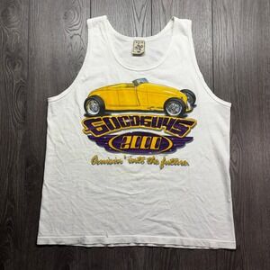 Vintage Goodguys 2000 Hot Rod Mens Large Car Graphic Tank Top White Alore USA